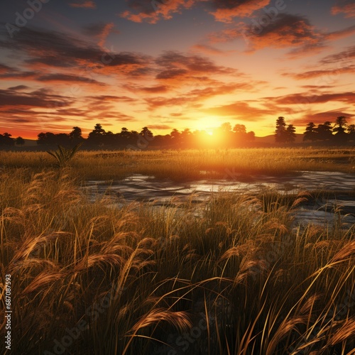 Grass Field at Sunset © raoo