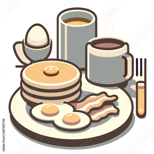 Breakfast vector cartoon isolated on a white background