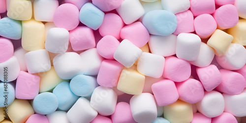 Delightful Pastel Colored Marshmallow Candies Background Colorful mini marshmallows Marshmallows. background or texture of colorful mini marshmallows Ai Generative © Hafiz