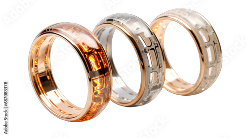 Set of Smart Rings Isolated on Transparent or White Background, PNG