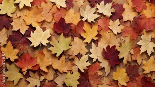 Maple leaves texture with rich autumn colors and dense leaf coverage
