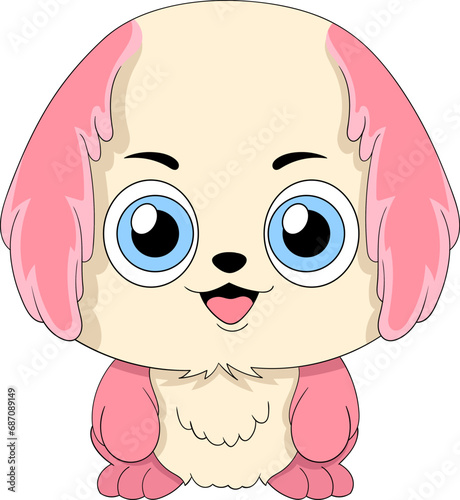 cute puppy is sitting laughing happily