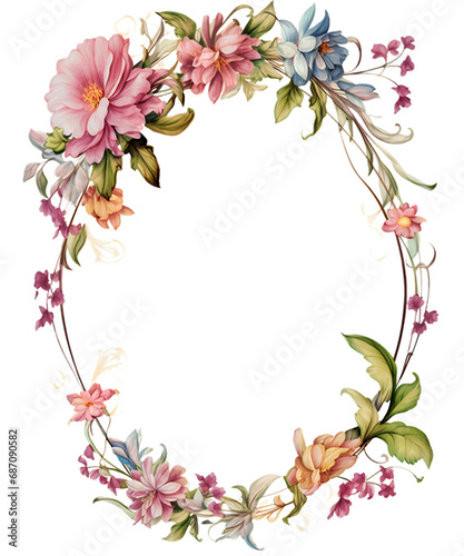 Pastel Floral Frames Sublimation Clipart, Vintage Pastel Floral Illustrations Frames, Created using generative AI © sahli