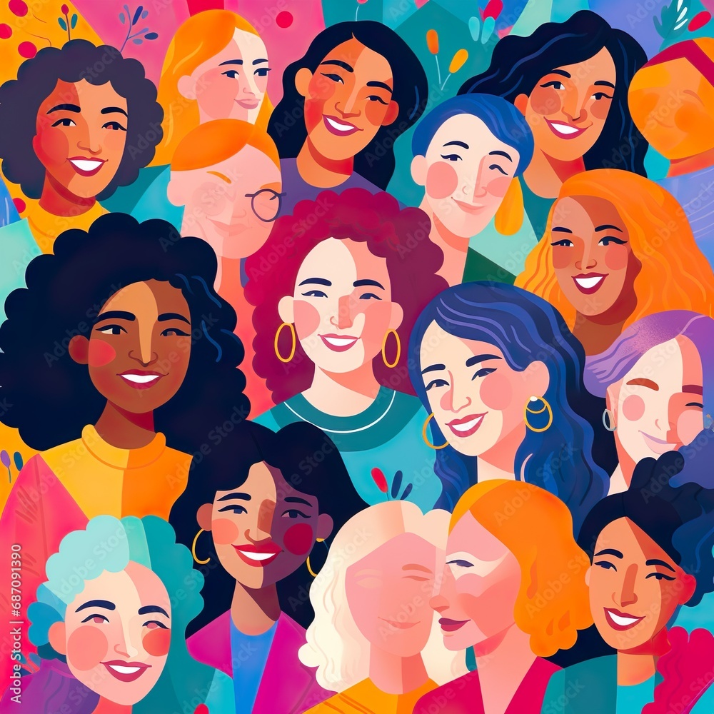 Different Women infront. World womens day - Generative AI Different Women infront. World womens day - Generative AI