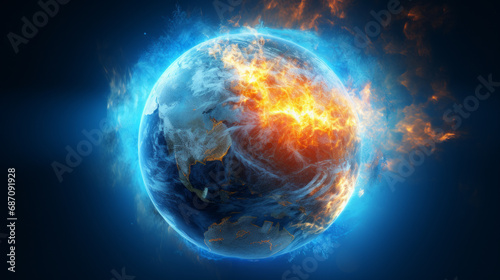 climate change brings heat and fire to planet earth.