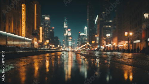 An abstract cityscape background at midnight, blending defocused lights and shadows to create a vintage-inspired, cinematic atmosphere.