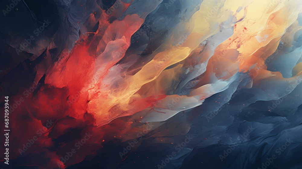 Abstract red and blue watercolor background. Fantasy fractal design. Digital art. 3D rendering.