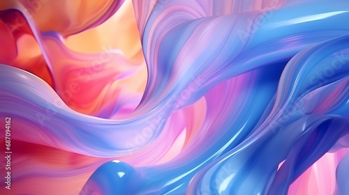 3d render of abstract background with blue and pink paint flow. Liquid flow.