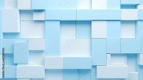 Abstract 3d rendering of geometric shapes. Creative background with blue cubes.
