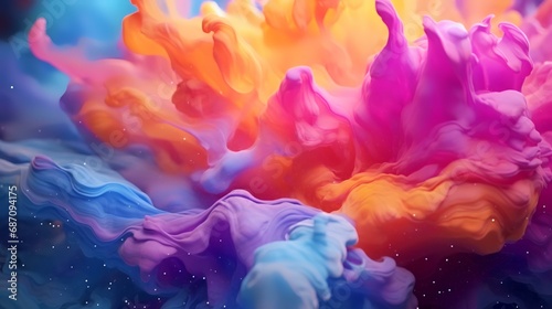 abstract background of colored liquid ink in water, 3d rendering