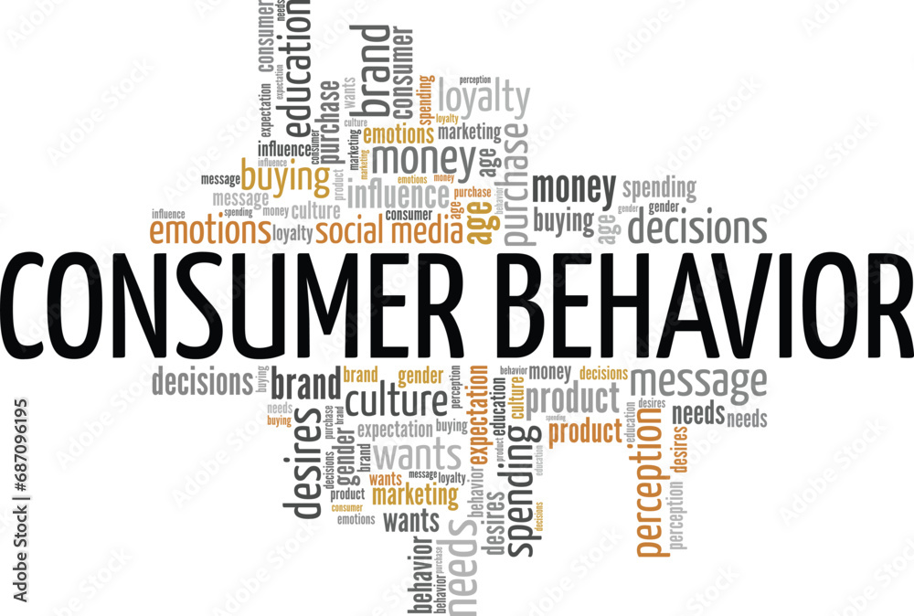 Consumer Behavior word cloud conceptual design isolated on white background. - obrazy, fototapety, plakaty 