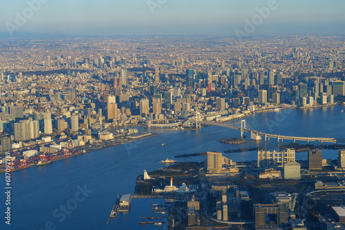 空からの東京タワーとレインボーブリッジ 航空写真 © ibuki