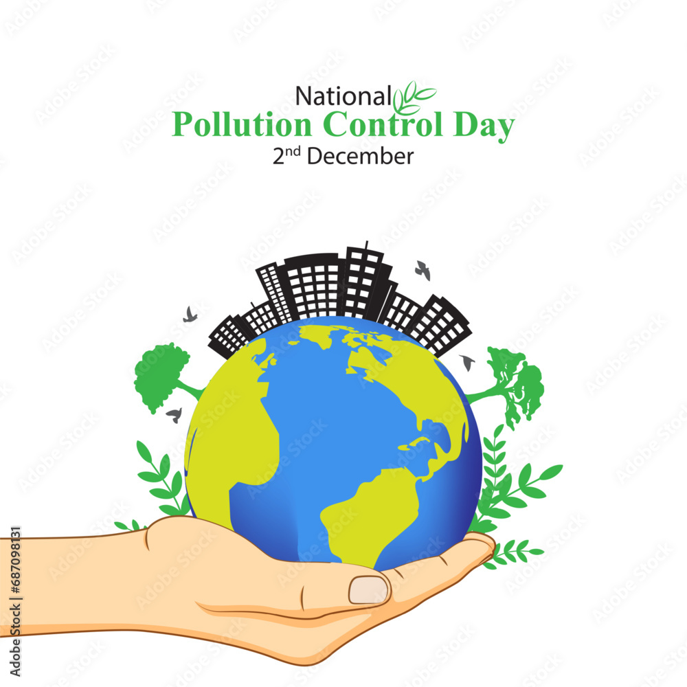 Vector illustration of National Pollution Control Day social media feed template