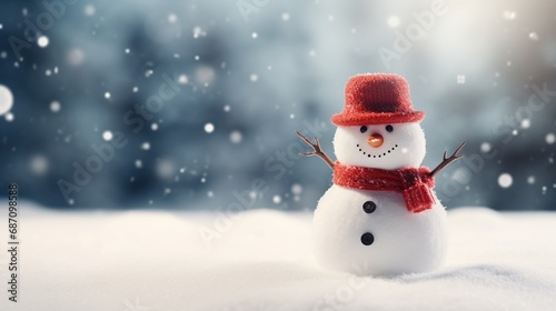 Snowman Isolated on the Minimalist Background  © Humam