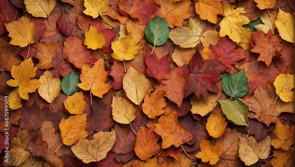 Background texture of colorful autumn leaves, with red, orange, and yellow hues, depicting the fall season Background texture of colorful autumn leaves, with red, orange, and yellow hues, depicting the fall season