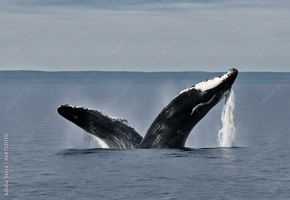 Fototapeta premium Whale Tale: Discovering Marine Life off Canada's Bay of Fundy