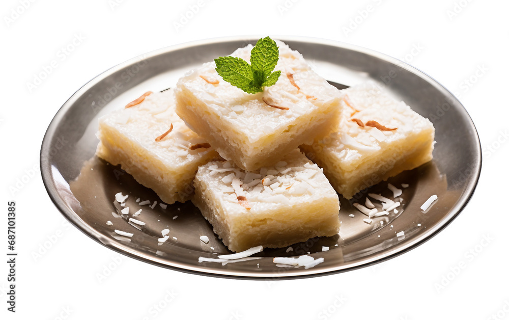 Coconut Burfi s Exquisite Layer Isolated on Transparent Background PNG.
