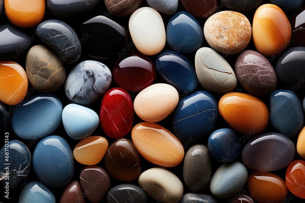 Background of colorful small smooth textured beautiful stones of different shapes and sizes. Background of colorful small smooth textured beautiful stones of different shapes and sizes.