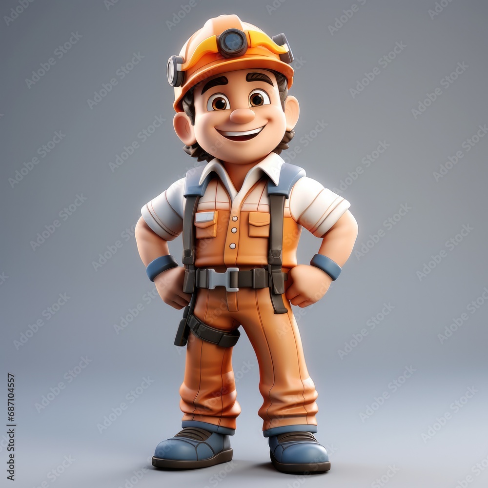 3d cartoon Character of Electrician 3d cartoon Character of Electrician