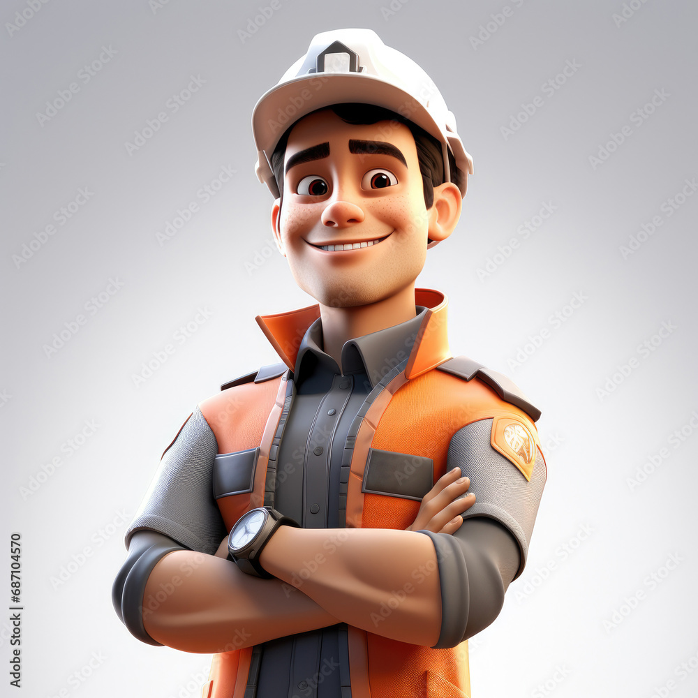 3d cartoon Character of Electrician 3d cartoon Character of Electrician