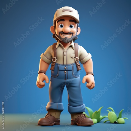 3d cartoon Character of Farmer