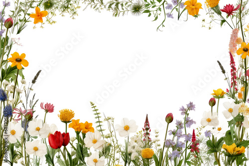 color wildflowers isolated on white photo