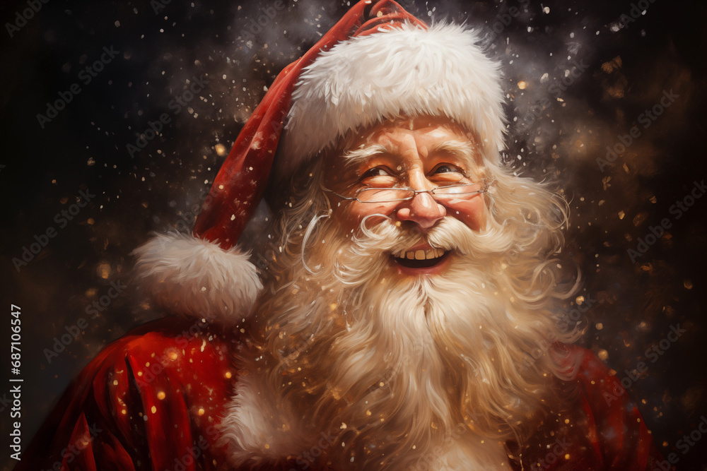 santa claus in the night. christmas photos. modern santa