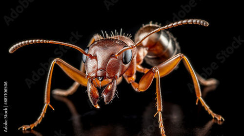 close up of an ant on black isolated background, macro photography  © @foxfotoco