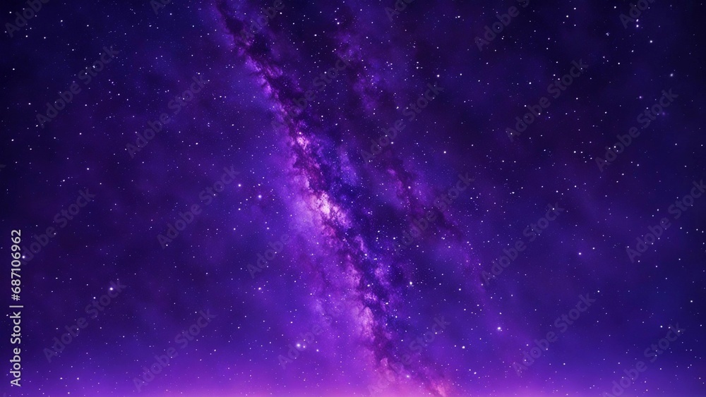 Naklejka premium Cosmic purple sky full of stars , science nebula milky way infinity earth solar 
