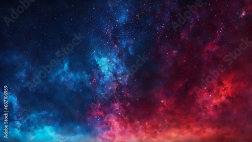 Cosmic red and blue sky full of stars    science nebula milky way  infinity earth solar 