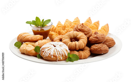 A Amazing Platter Full Of Greek Sweets Isolated on Transparent Background PNG.