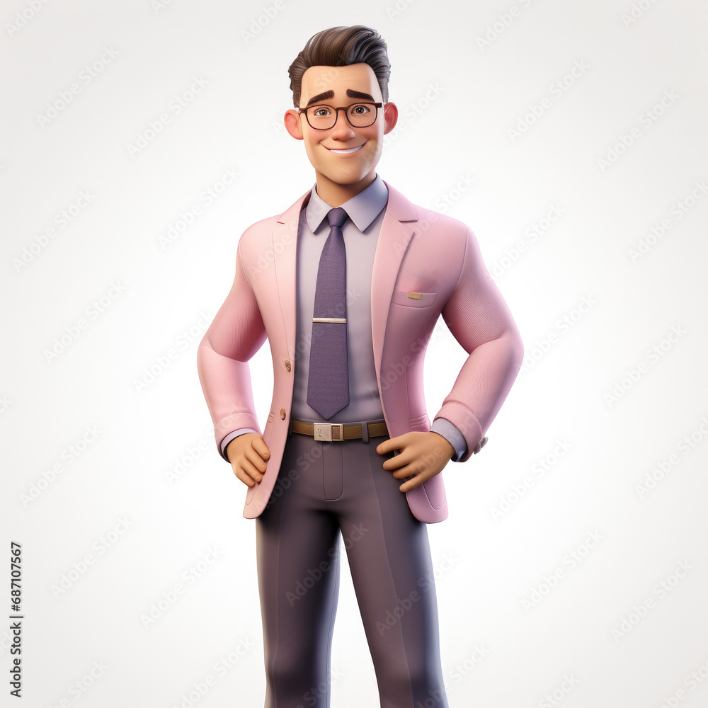 3d cartoon Character of Insurance Salesman
