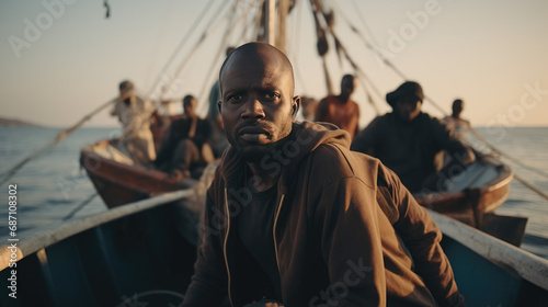 African migrant on the sea