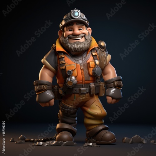 3d cartoon Character of Miner