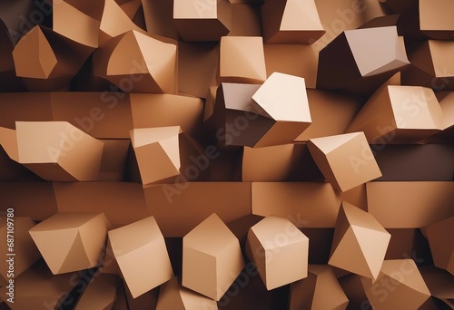 Color papers geometry composition background with beige light brown and dark brown tones