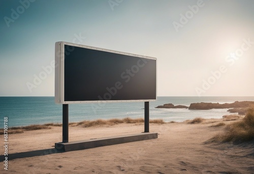 Blank billboard outdoors outdoor advertising public information placeholder board near the beach
