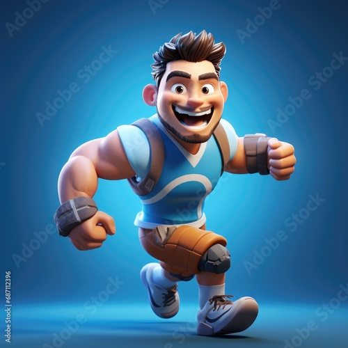 3d cartoon Character of Professional Athlete