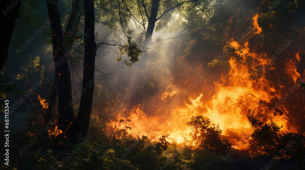 A massive wildfire. A natural disaster. Summer fire. A massive wildfire. A natural disaster. Summer fire.