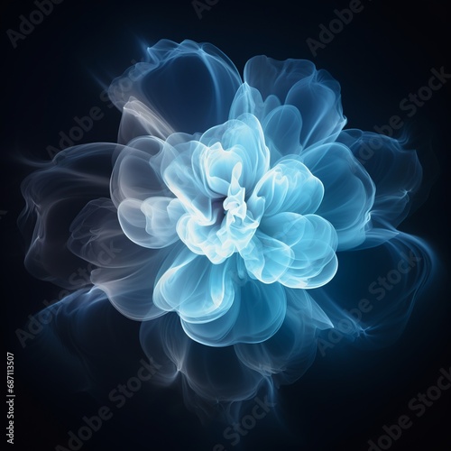 Ethereal Blue Flower on Dark Background  