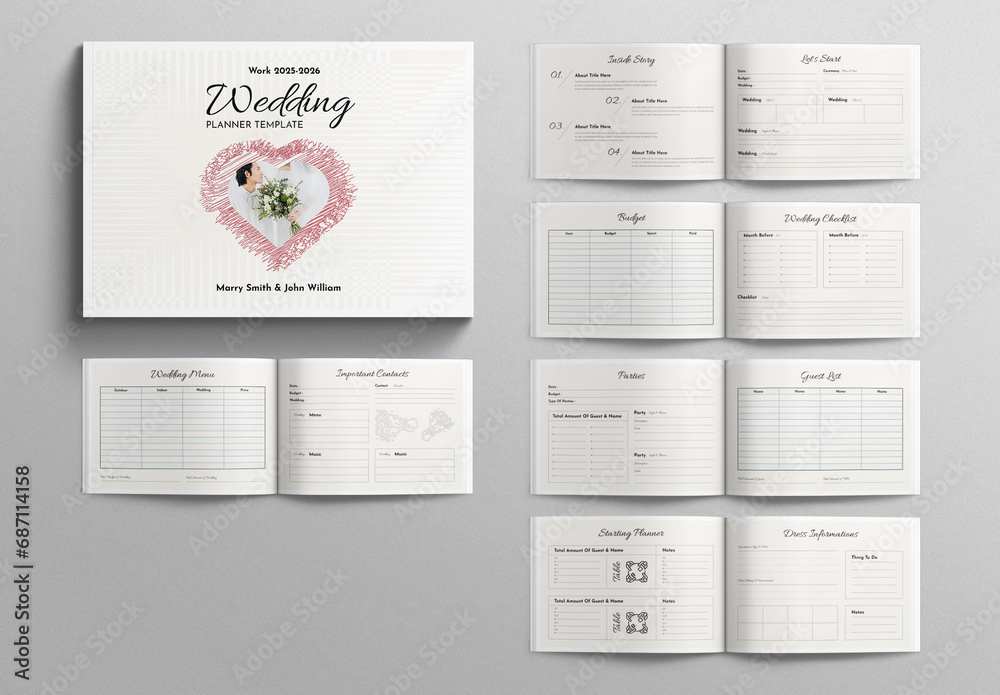 Wedding Planner Template Design Layout Landscape Stock Template | Adobe