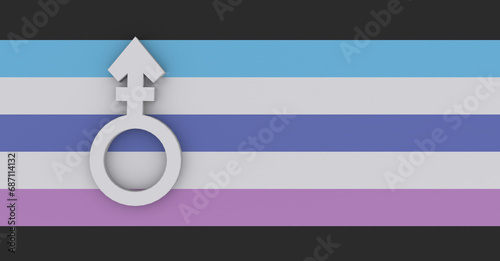 The androgune flag and sign are an expression of the pride of the LGBTQ+ community.3 d rendering photo