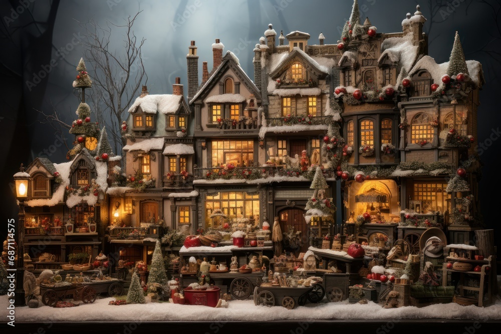 Fototapeta premium Christmas Village Displays - Generative AI