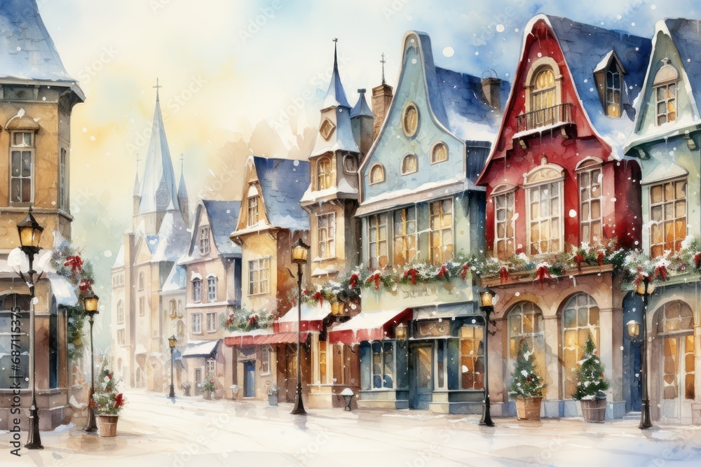 Fototapeta premium Christmas Village Displays - Generative AI