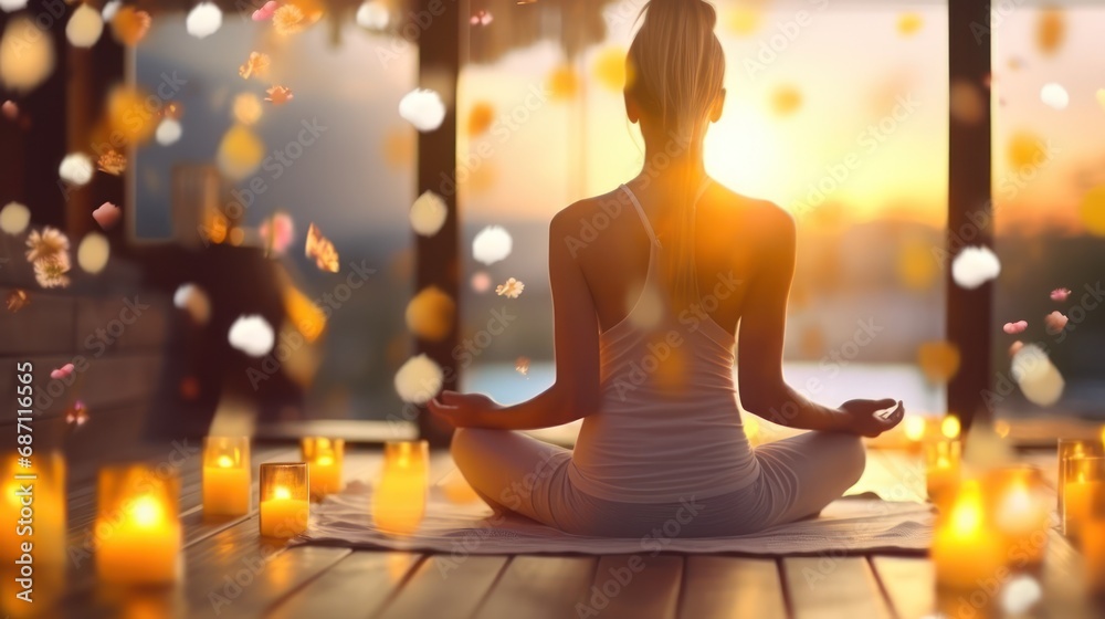 Solitude and meditation surrounded by aromatic candles. Aromatherapy. Solitude and meditation surrounded by aromatic candles. Aromatherapy.