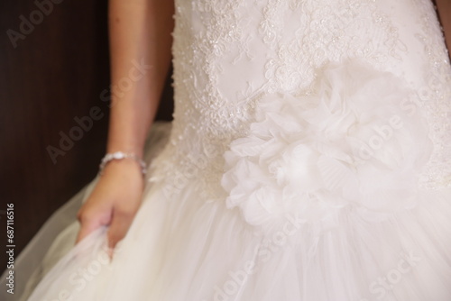 bride, wedding, dress, woman, hand, beauty, fashion, hands, bridal, gown, love, marriage, people, married, clothing, garter, elegance, day, celebration, ceremony, ring, back, leg, veil, flower