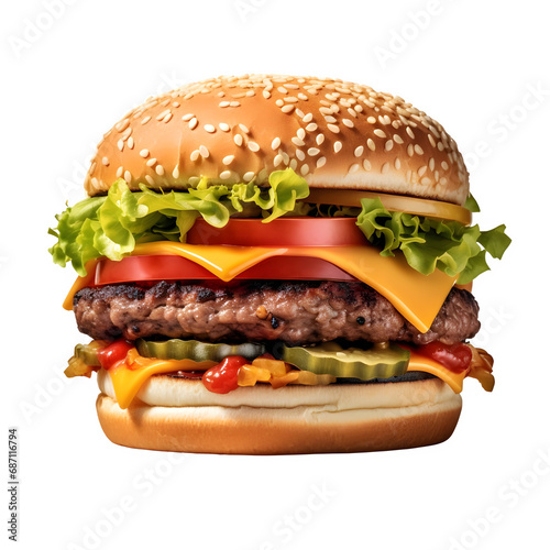 hamburger on a transparent background generative ai