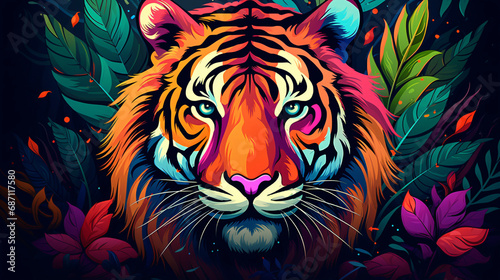 Colorful tiger illustration