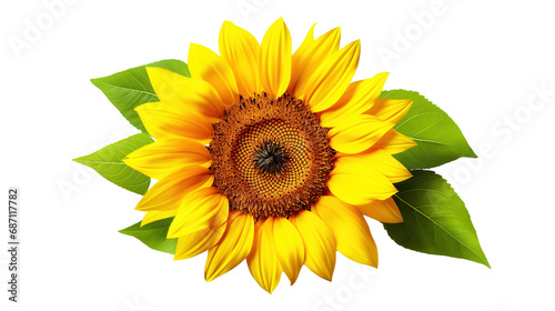 Sunflower isolated on transparent background, PNG image with background removed, Created with Generative Ai technology.