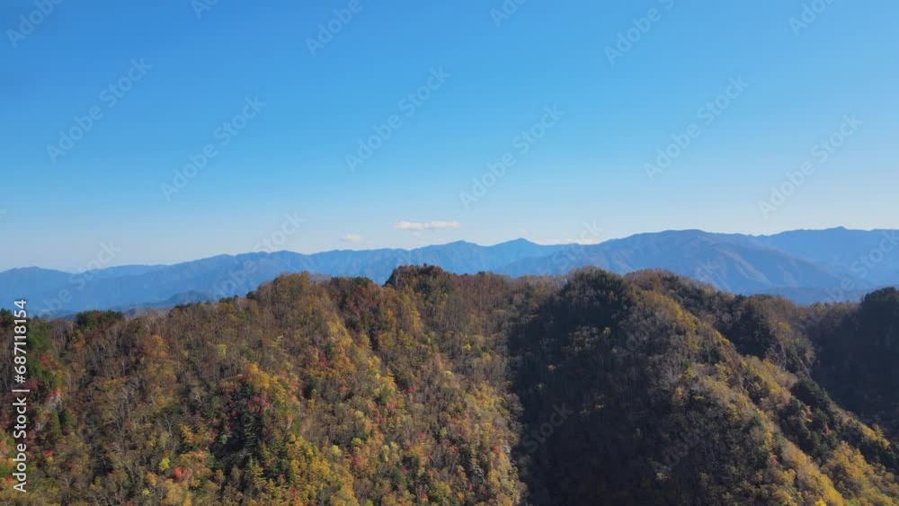 Aerial view of Mountain with autumn leaves
