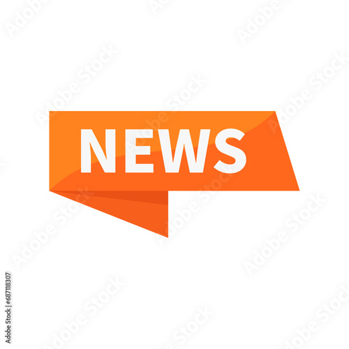 News In Orange Rectangle Ribbon Shape For Fresh Information Announcement Marketing Social Media

